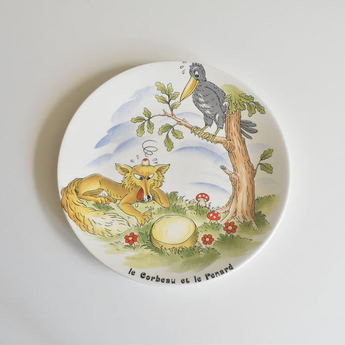 ヴィンテージデザートプレート サルグミンヌ ラ・フォンテーヌの寓話詩 （カラスとキツネ）