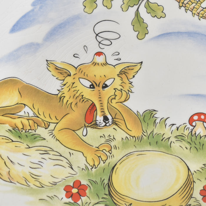 ヴィンテージデザートプレート サルグミンヌ ラ・フォンテーヌの寓話詩 （カラスとキツネ）
