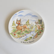 ヴィンテージデザートプレート サルグミンヌ ラ・フォンテーヌの寓話詩（オオカミと子ヒツジ）