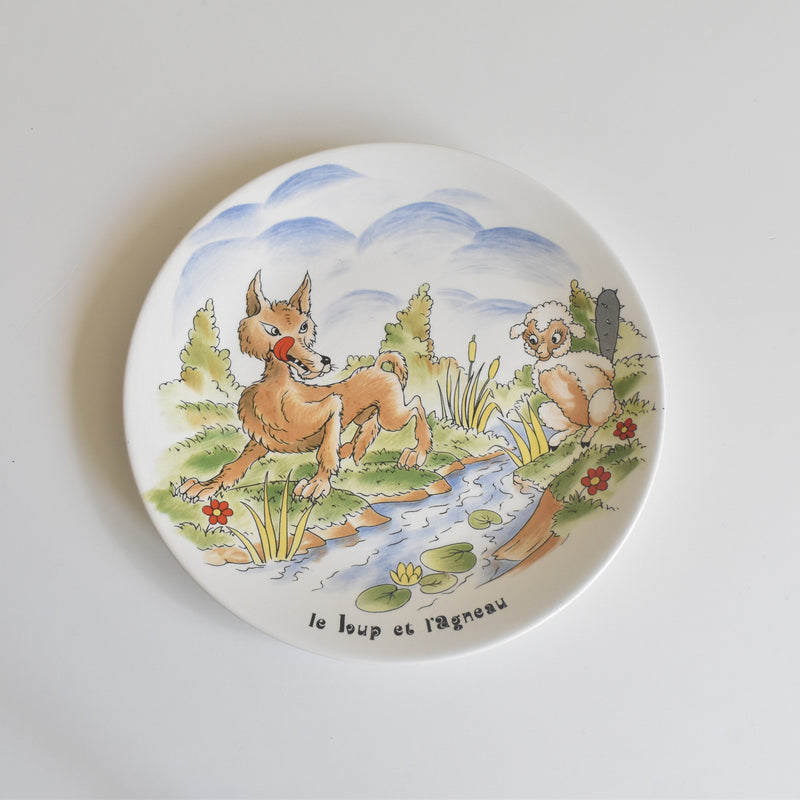ヴィンテージデザートプレート サルグミンヌ ラ・フォンテーヌの寓話詩（オオカミと子ヒツジ）