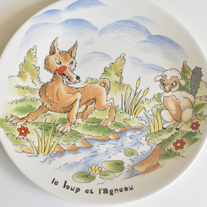 ヴィンテージデザートプレート サルグミンヌ ラ・フォンテーヌの寓話詩（オオカミと子ヒツジ）