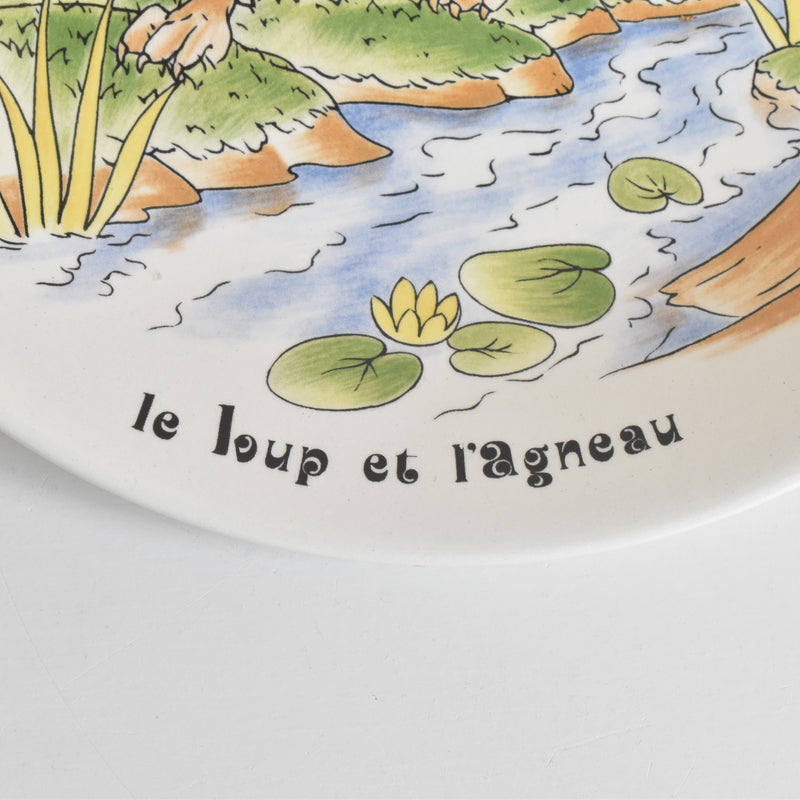 ヴィンテージデザートプレート サルグミンヌ ラ・フォンテーヌの寓話詩（オオカミと子ヒツジ）