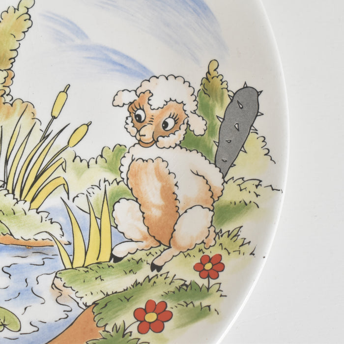 ヴィンテージデザートプレート サルグミンヌ ラ・フォンテーヌの寓話詩（オオカミと子ヒツジ）