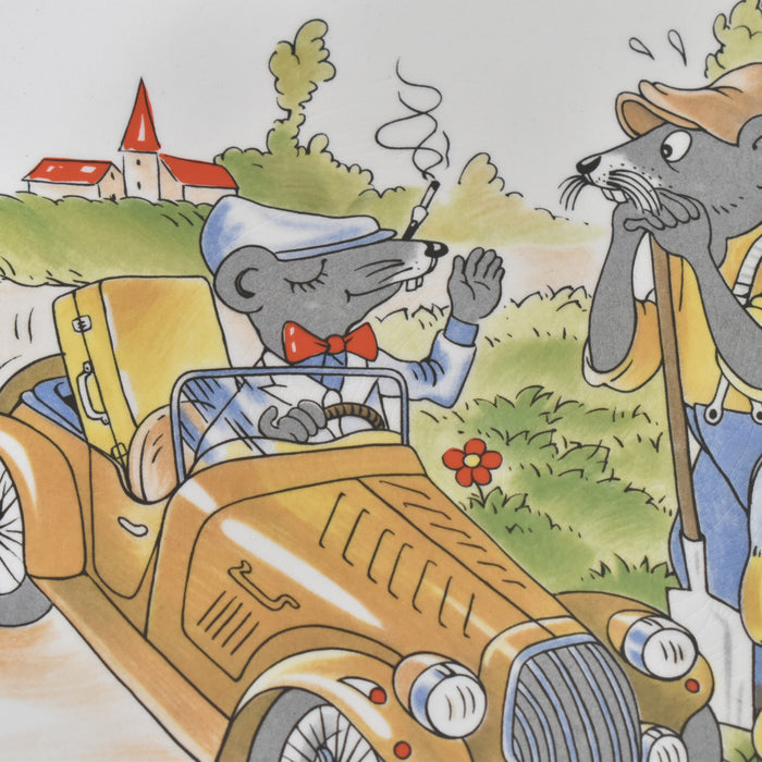 ヴィンテージデザートプレート サルグミンヌ ラ・フォンテーヌの寓話詩 （都のネズミと田舎のネズミ）