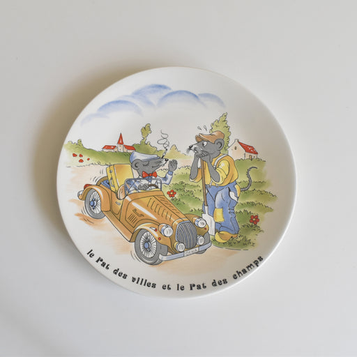 ヴィンテージデザートプレート サルグミンヌ ラ・フォンテーヌの寓話詩 （都のネズミと田舎のネズミ）