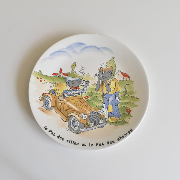 ヴィンテージデザートプレート サルグミンヌ ラ・フォンテーヌの寓話詩 （都のネズミと田舎のネズミ）