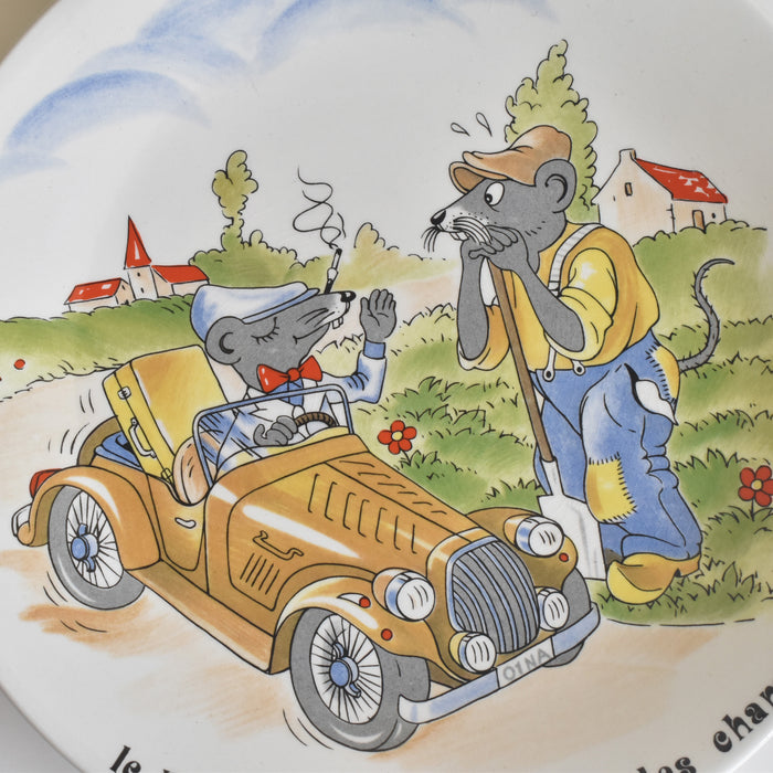 ヴィンテージデザートプレート サルグミンヌ ラ・フォンテーヌの寓話詩 （都のネズミと田舎のネズミ）