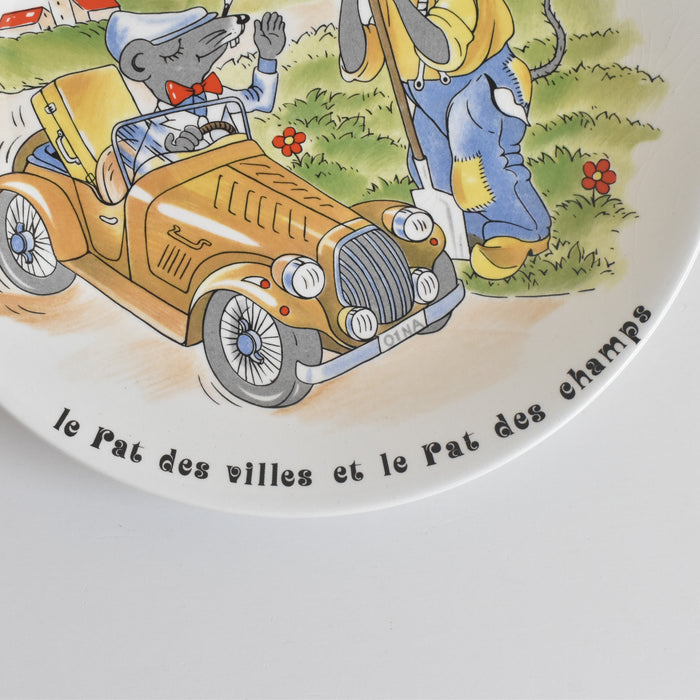ヴィンテージデザートプレート サルグミンヌ ラ・フォンテーヌの寓話詩 （都のネズミと田舎のネズミ）