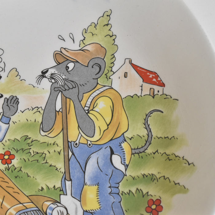 ヴィンテージデザートプレート サルグミンヌ ラ・フォンテーヌの寓話詩 （都のネズミと田舎のネズミ）