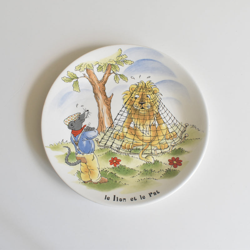 ヴィンテージデザートプレート サルグミンヌ ラ・フォンテーヌの寓話詩（ライオンとネズミ）