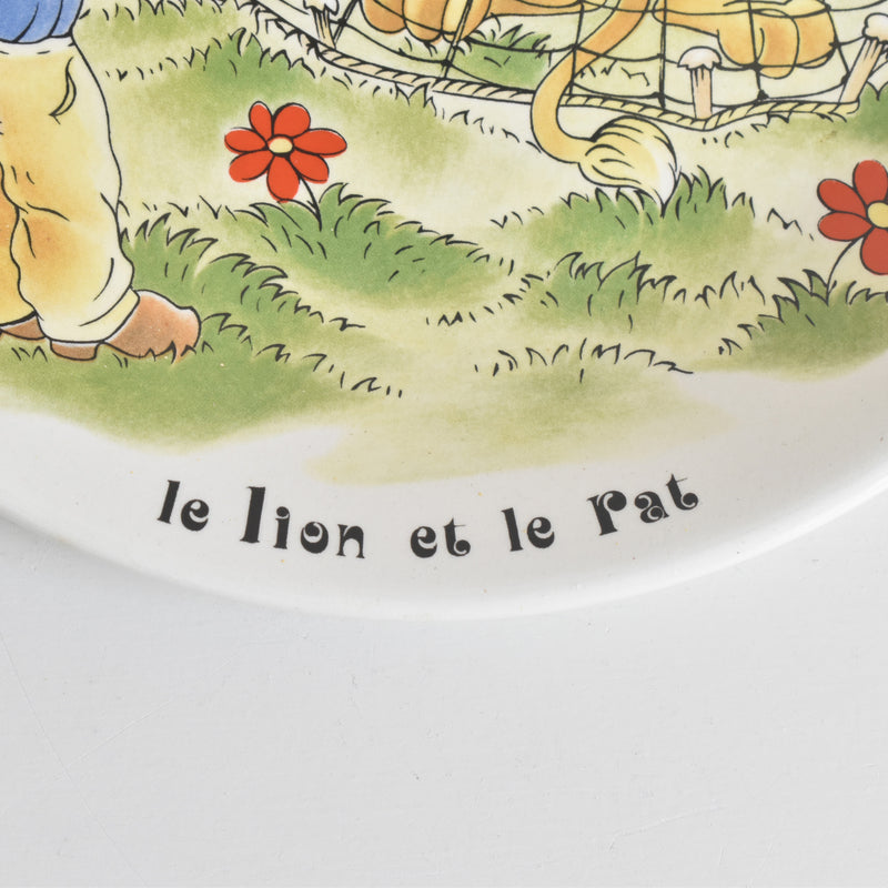 ヴィンテージデザートプレート サルグミンヌ ラ・フォンテーヌの寓話詩（ライオンとネズミ）