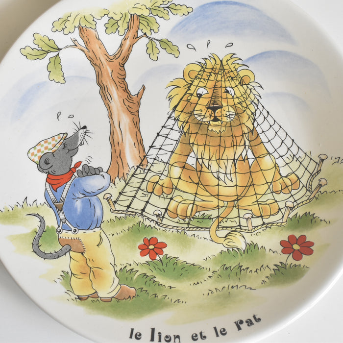 ヴィンテージデザートプレート サルグミンヌ ラ・フォンテーヌの寓話詩（ライオンとネズミ）