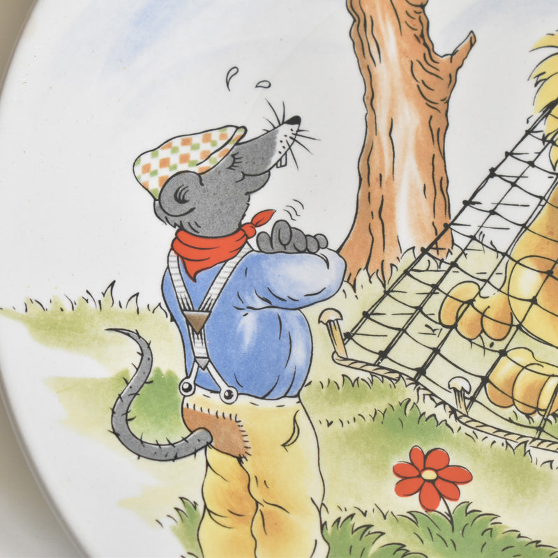 ヴィンテージデザートプレート サルグミンヌ ラ・フォンテーヌの寓話詩（ライオンとネズミ）