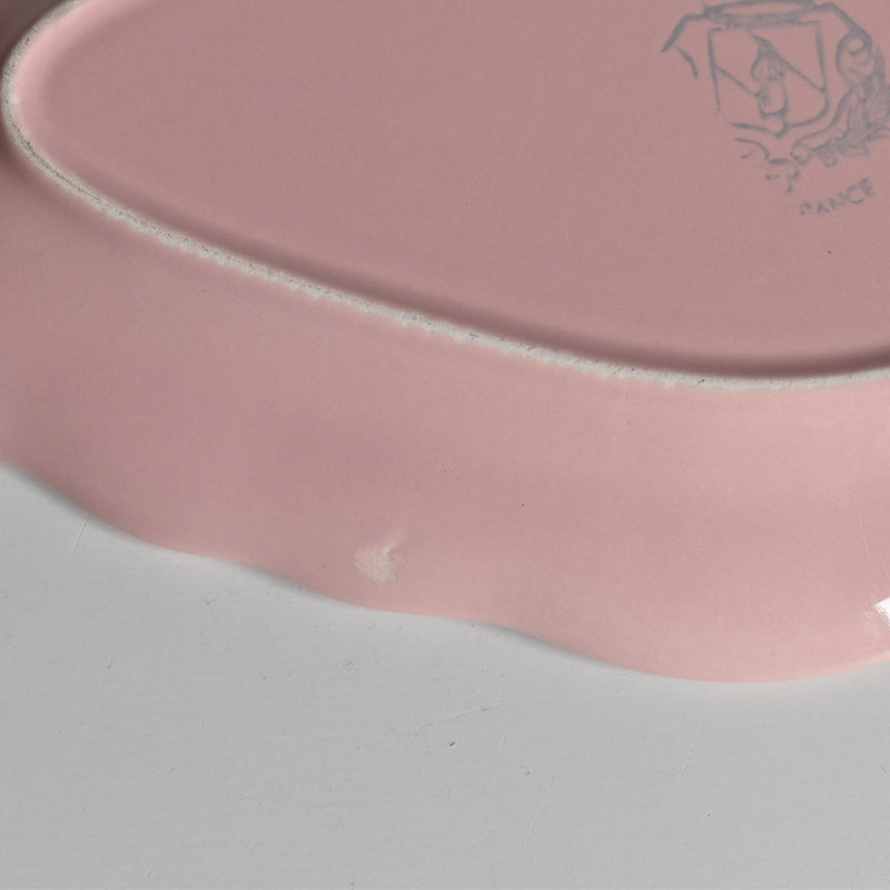 Vintage Sarreguemines Pink Flower Rim Plate A