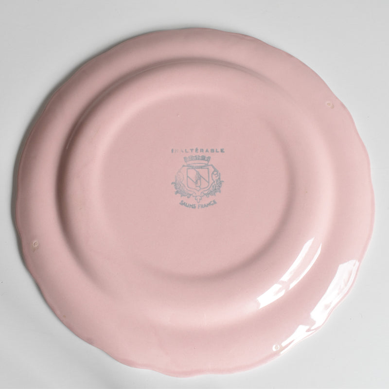 Vintage Plate, Sarreguemines, Flower Rim, Pink A