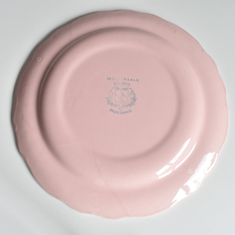 Vintage Plate Sarreguemines Floral Rim Pink D