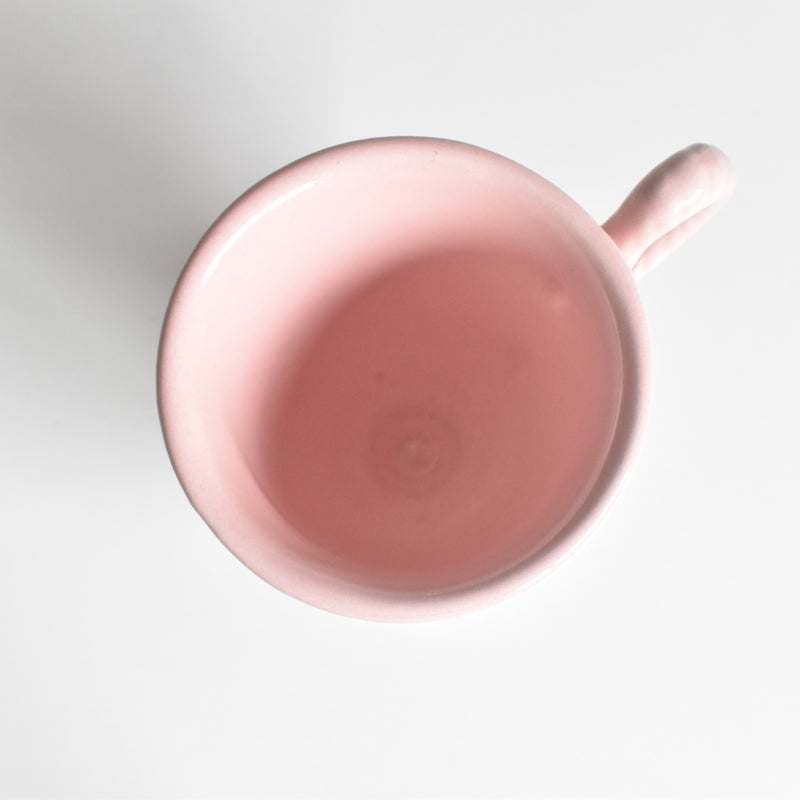 ヴィンテージ脚付きコーヒーカップ＆ソーサーサラン ピンク