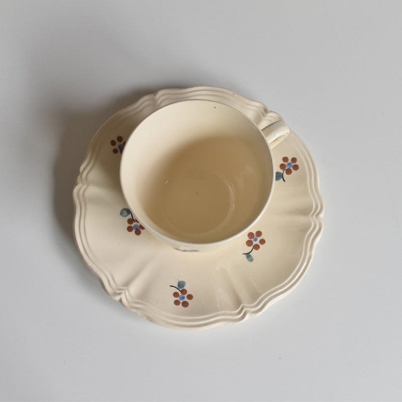 Vintage Cup & Saucer Digoin & Sarreguemines Arromanches 9210 A