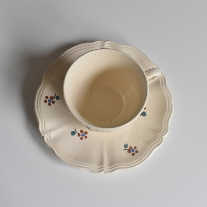 Vintage Cup & Saucer Digoin & Sarreguemines Arromanches 9210 B