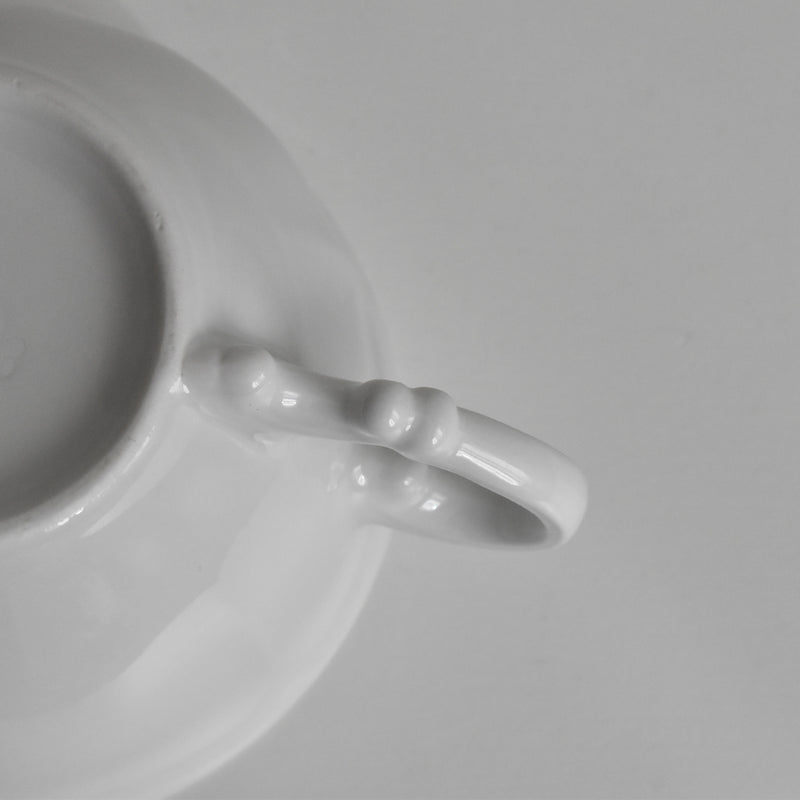 Vintage Digoin & Sarreguemines White Petal Rim Cup A