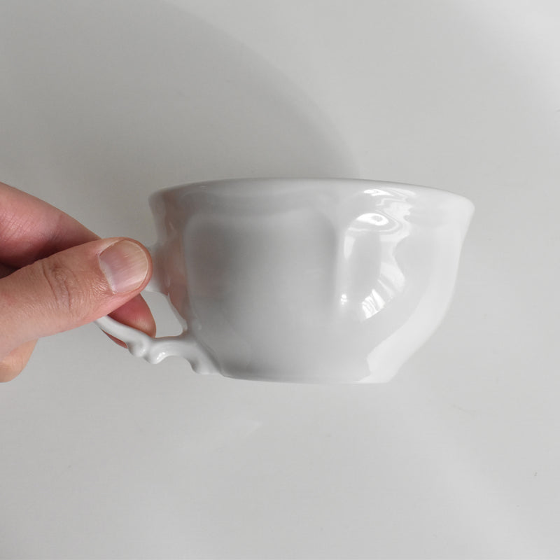 Vintage Digoin & Sarreguemines White Petal Rim Cup A
