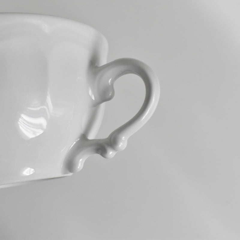 Vintage Digoin & Sarreguemines White Petal Rim Cup A