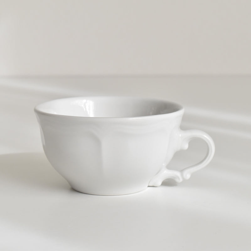 Vintage Digoin & Sarreguemines White Petal Rim Cup A