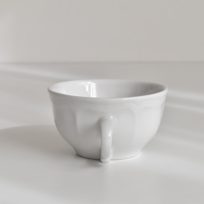 Vintage Digoin & Sarreguemines White Petal Rim Cup A