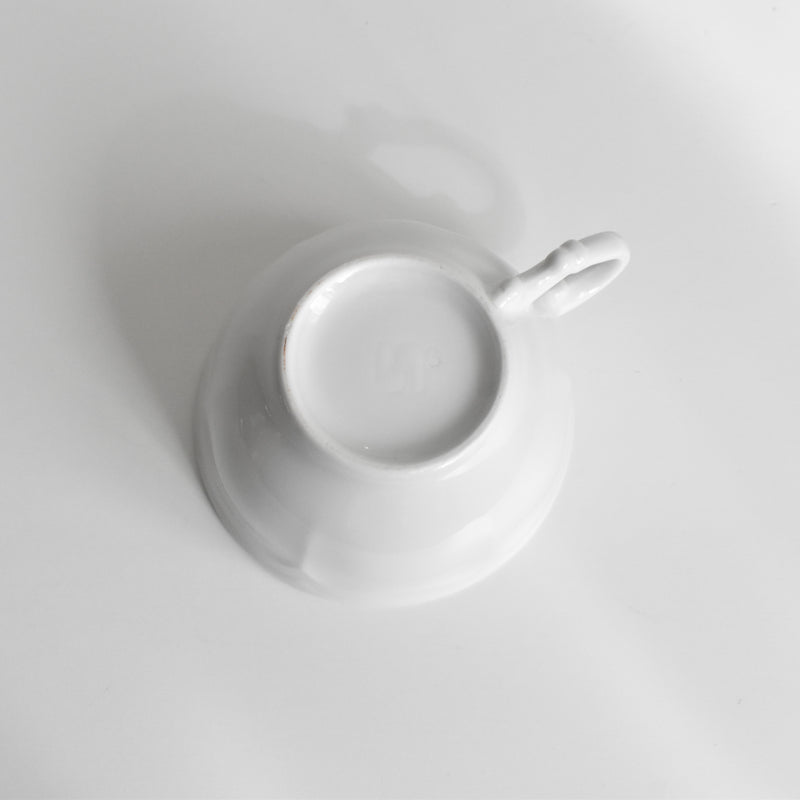 Vintage Digoin & Sarreguemines White Petal Rim Cup A