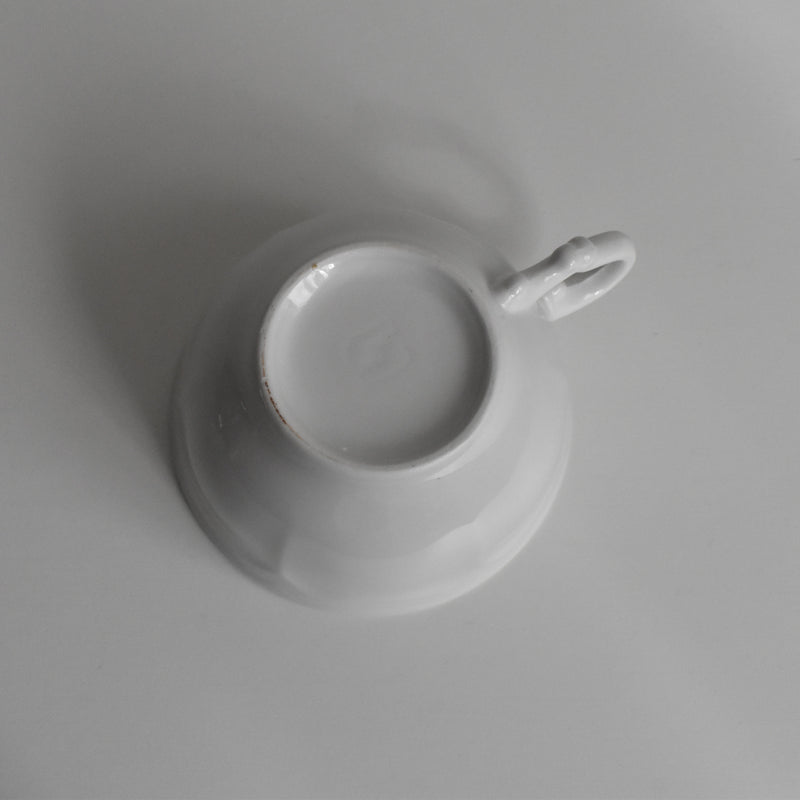 Vintage Cup Digoin & Sarreguemines White Petal Rim B