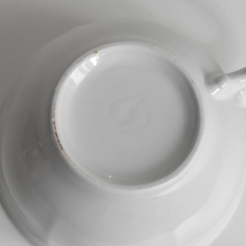 Vintage Cup Digoin & Sarreguemines White Petal Rim B