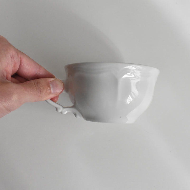 Vintage Cup Digoin & Sarreguemines White Petal Rim C
