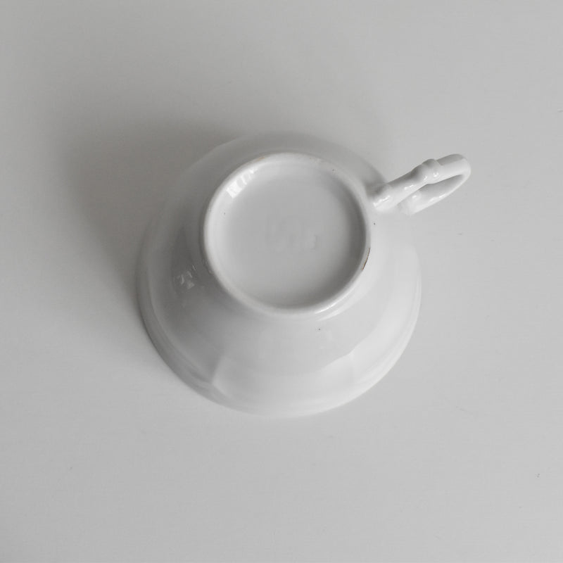 Vintage Cup Digoin & Sarreguemines White Petal Rim C