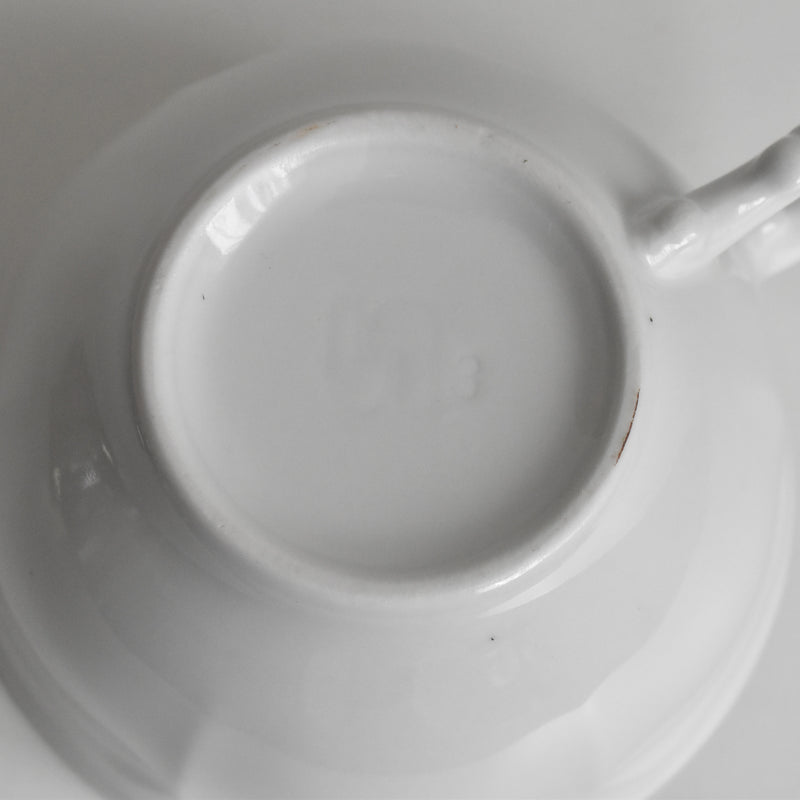 Vintage Cup Digoin & Sarreguemines White Petal Rim C