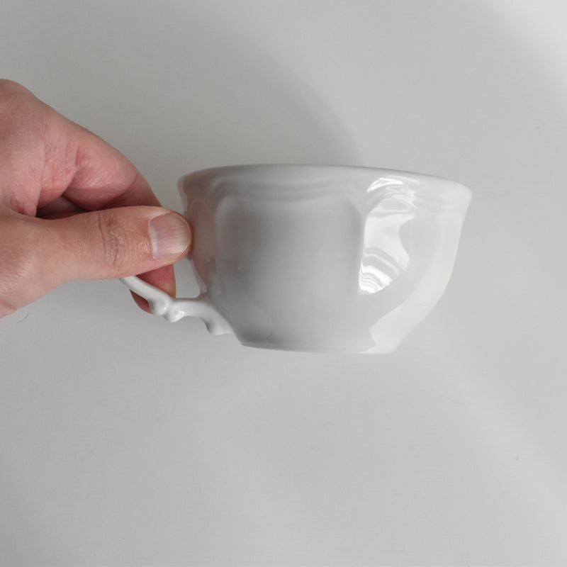 Vintage Cup, Digoin & Sarreguemines, White, Floral Rim, D