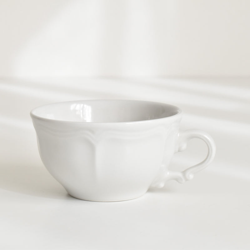 Vintage Cup, Digoin & Sarreguemines, White, Floral Rim, D