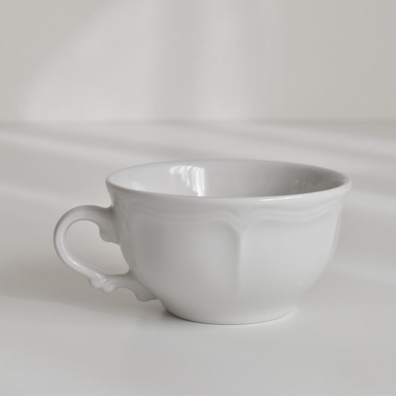 Vintage Cup, Digoin & Sarreguemines, White, Floral Rim, D