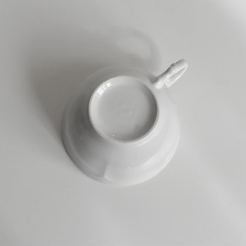 Vintage Cup, Digoin & Sarreguemines, White, Floral Rim, D