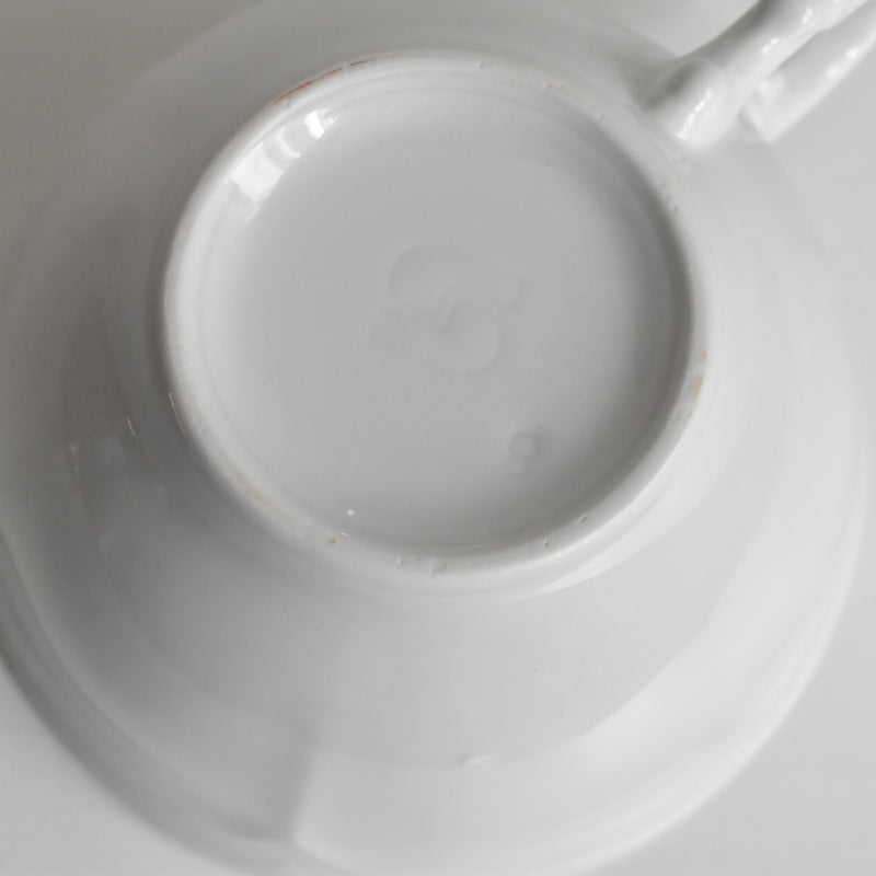Vintage Cup, Digoin & Sarreguemines, White, Floral Rim, D