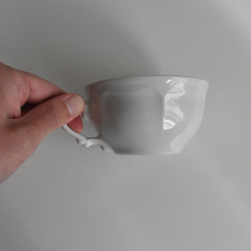 Vintage Cup Digoin & Sarreguemines White Flower Rim E