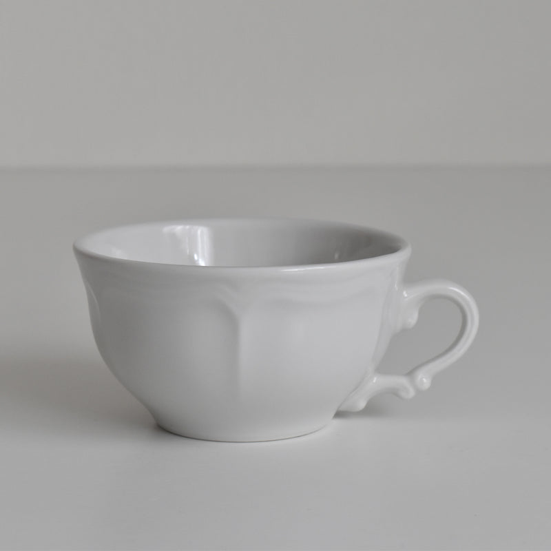 Vintage Cup Digoin & Sarreguemines White Flower Rim E