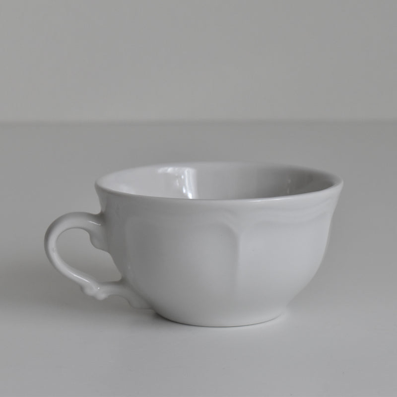 Vintage Cup Digoin & Sarreguemines White Flower Rim E