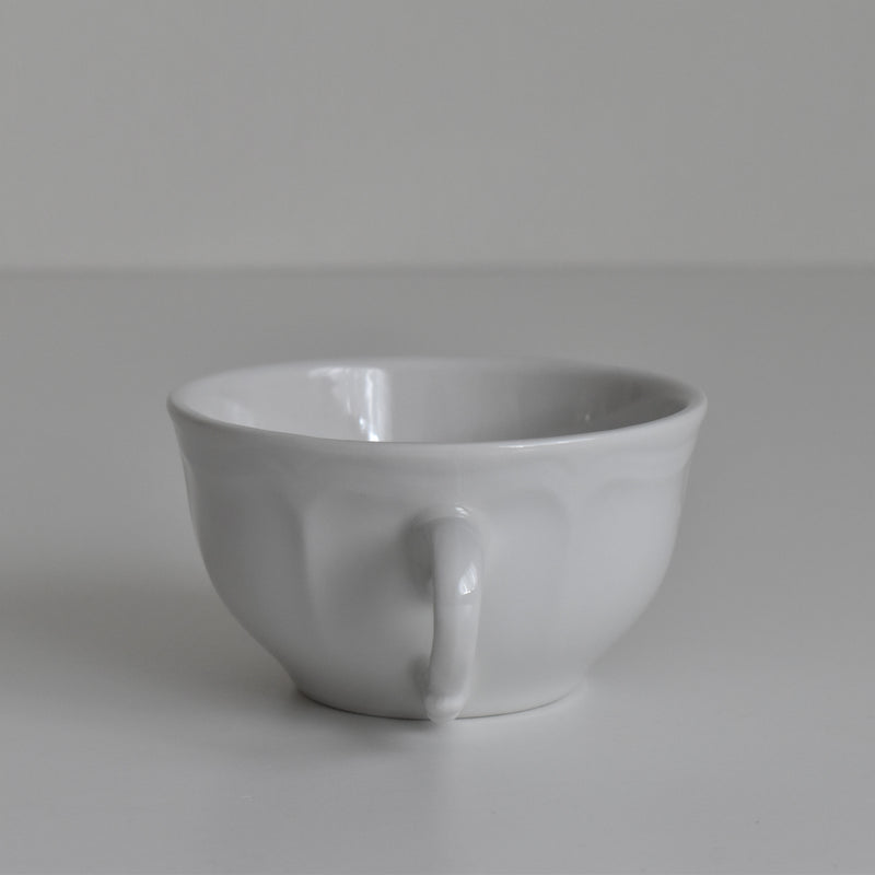 Vintage Cup Digoin & Sarreguemines White Flower Rim E