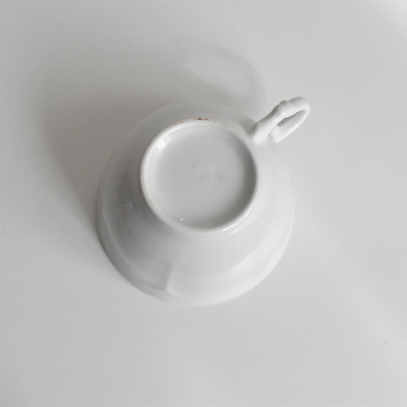 Vintage Cup Digoin & Sarreguemines White Flower Rim E