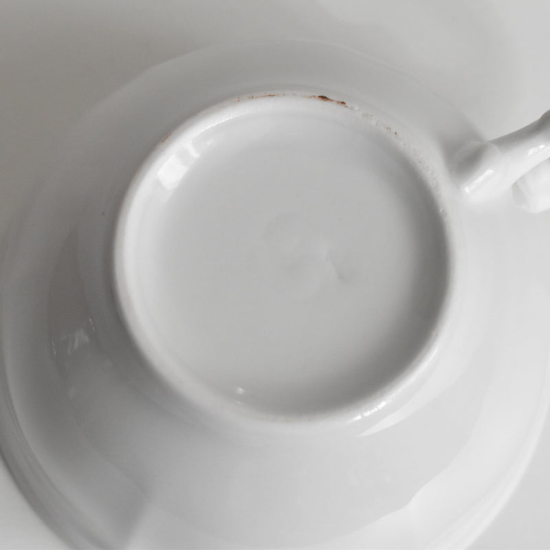 Vintage Cup Digoin & Sarreguemines White Flower Rim E