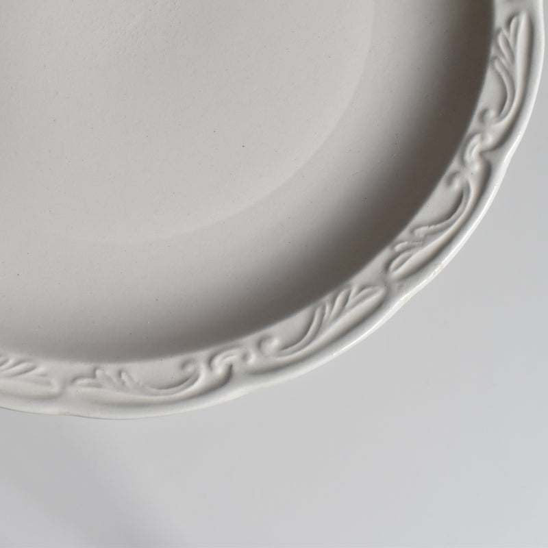 Vintage Dessert Plate, Digoin & Sarreguemines, White Relief, A