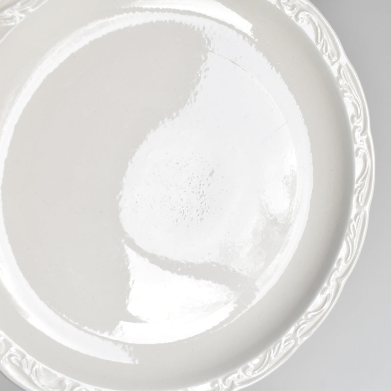 Vintage Dessert Plate, Digoin & Sarreguemines, White Relief, A