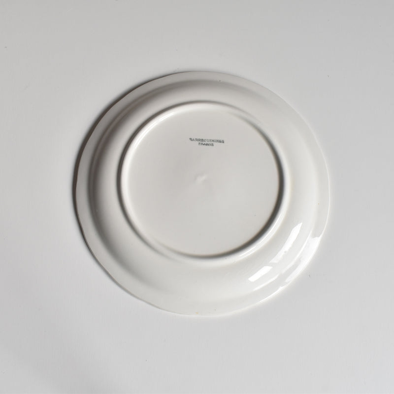 Vintage Dessert Plate, Digoin & Sarreguemines, White Relief, A