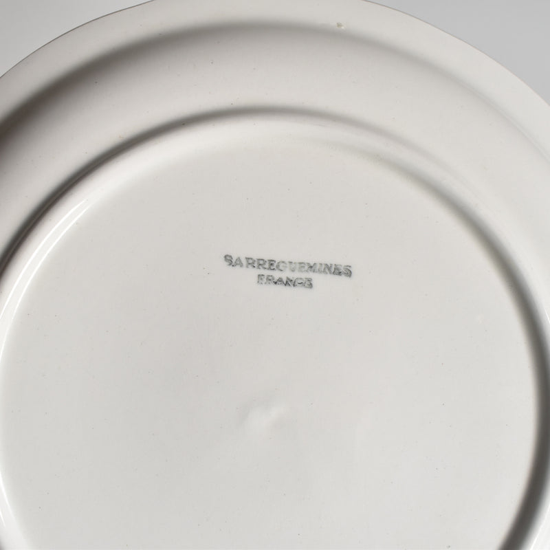 Vintage Dessert Plate, Digoin & Sarreguemines, White Relief, A