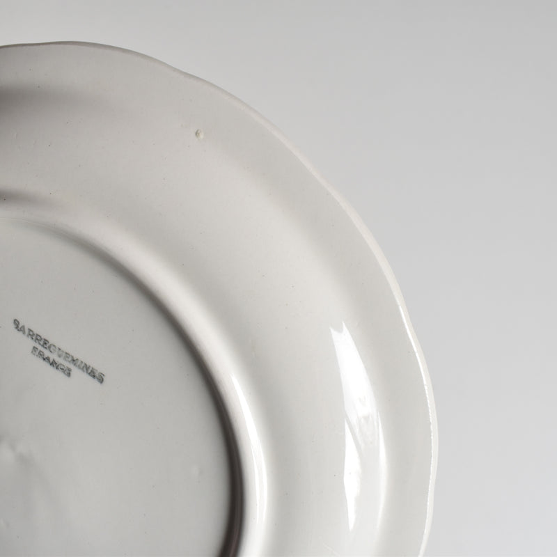 Vintage Dessert Plate, Digoin & Sarreguemines, White Relief, A